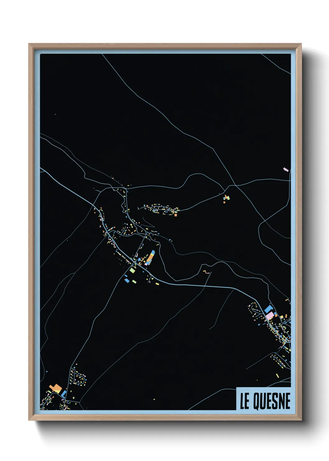 Une affiche de carte sur Le Quesne