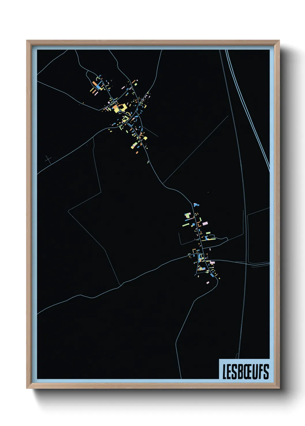 Une affiche de carte sur Lesbœufs