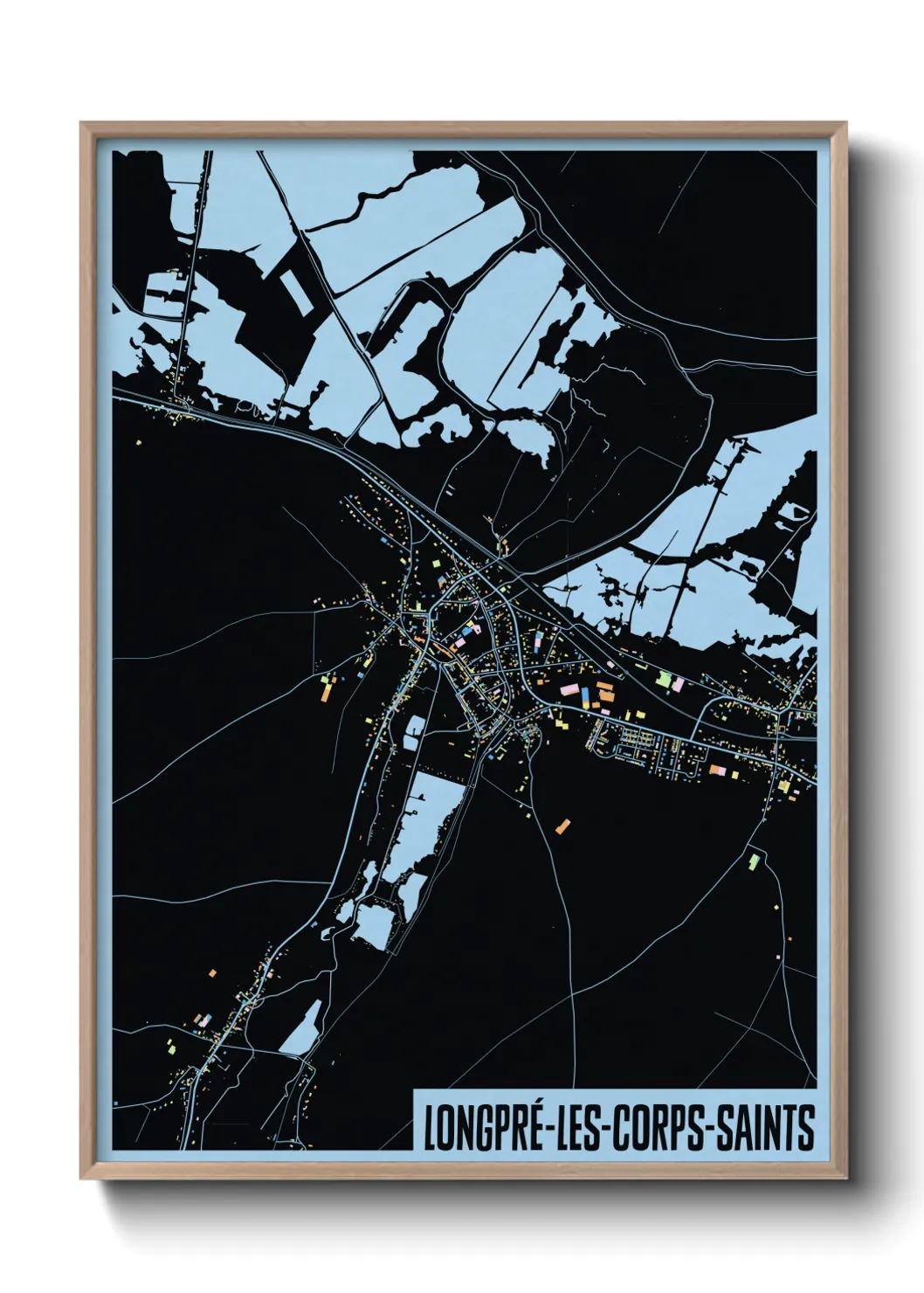 Une affiche de carte sur Longpré-les-Corps-Saints