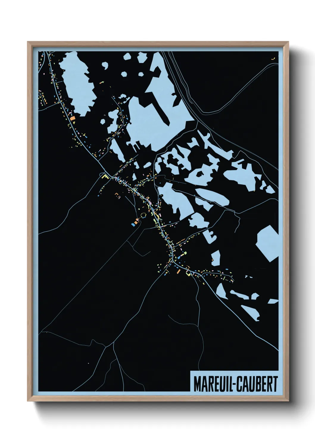 Une affiche de carte sur Mareuil-Caubert