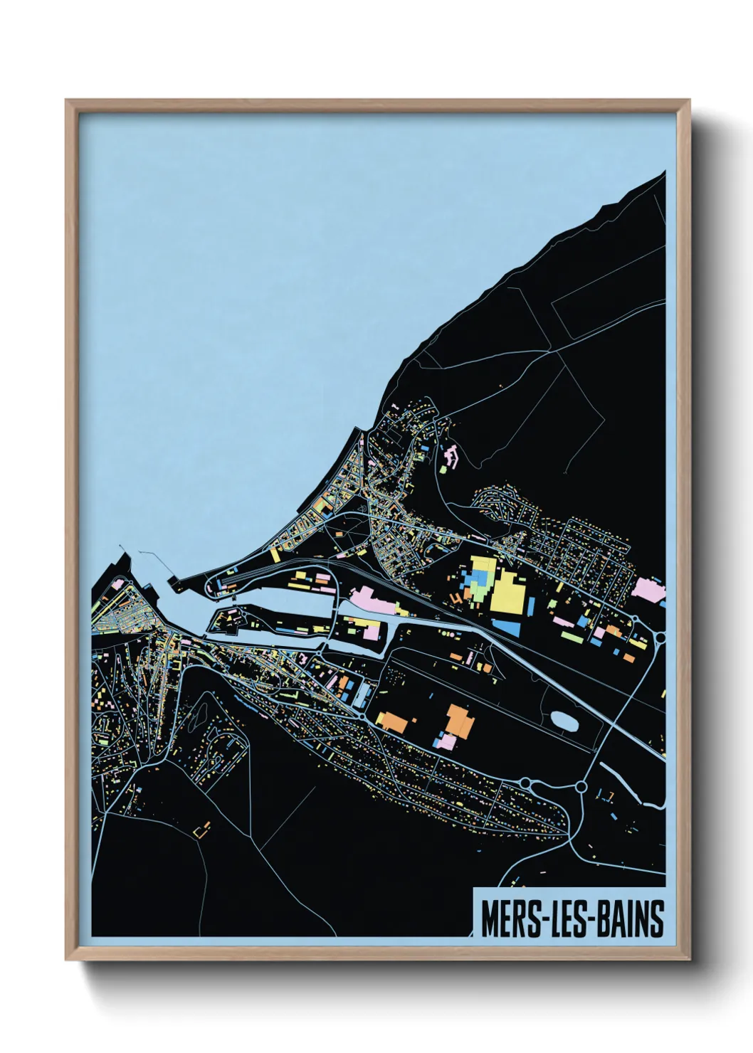 Une affiche de carte sur Mers-les-Bains