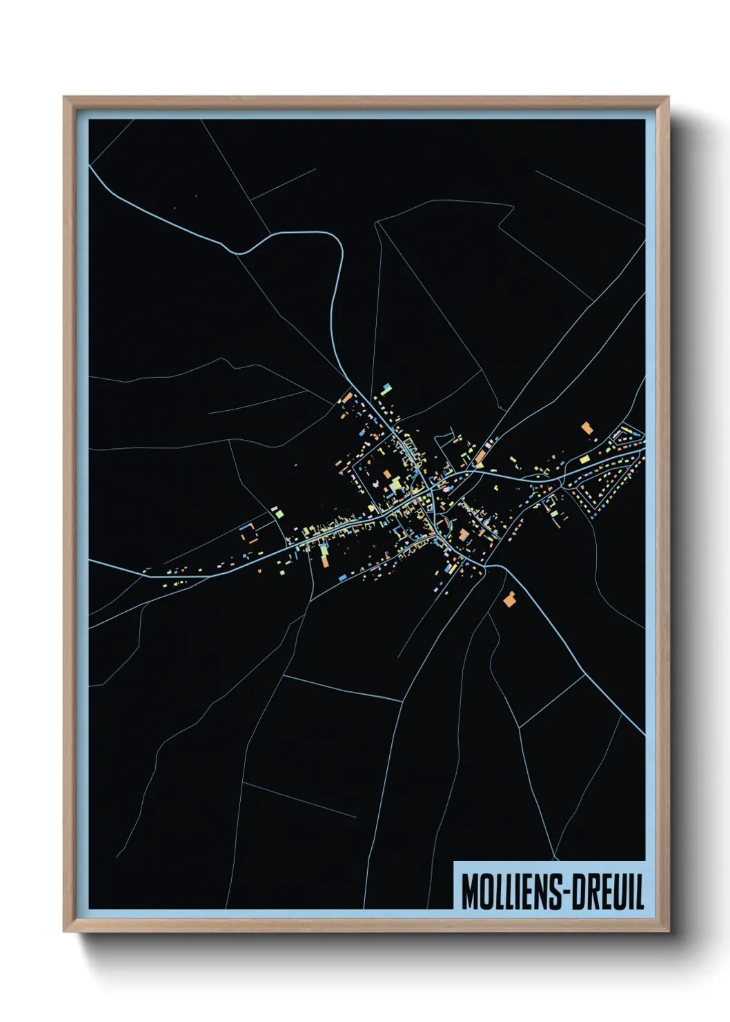 Une affiche de carte sur Molliens-Dreuil