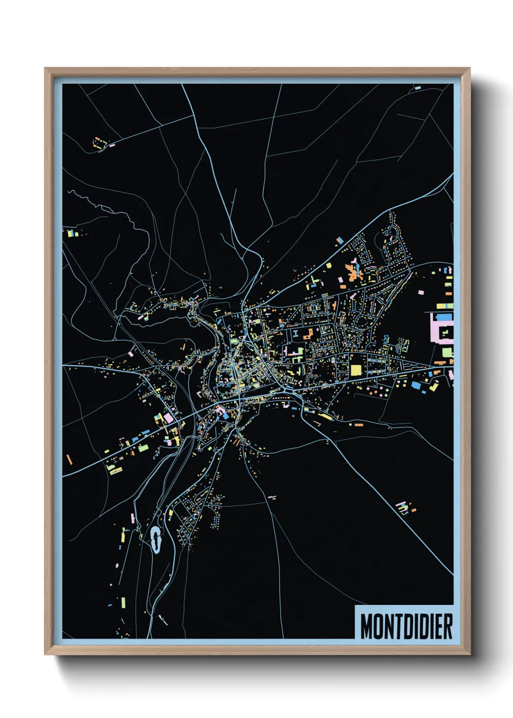 Une affiche de carte sur Montdidier