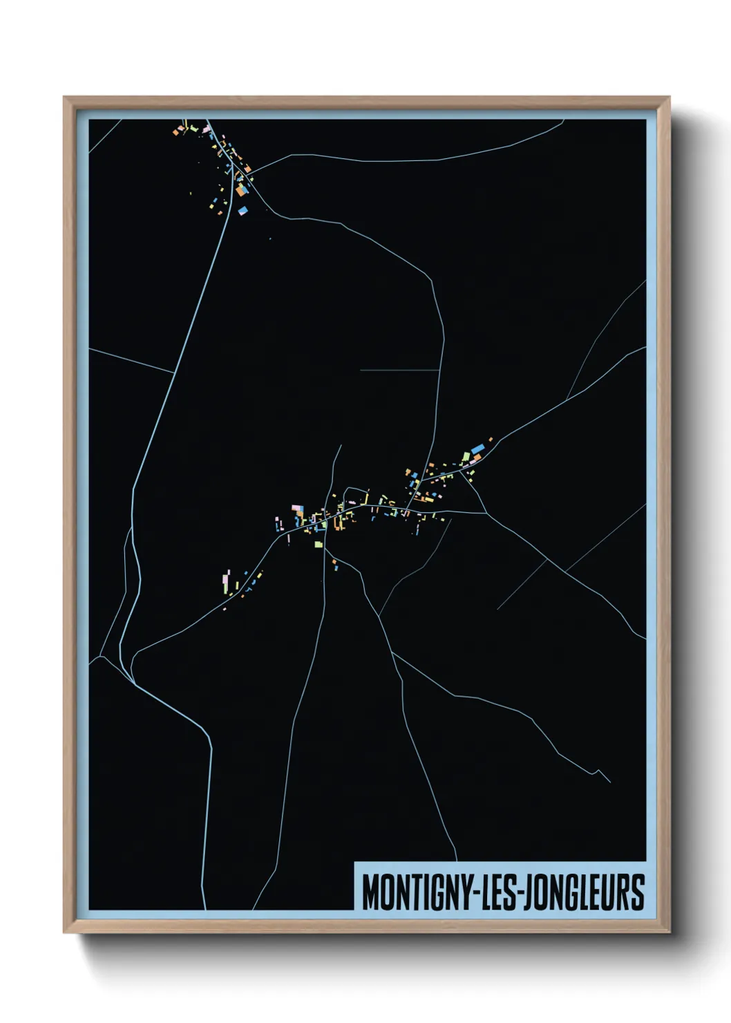 Une affiche de carte sur Montigny-les-Jongleurs