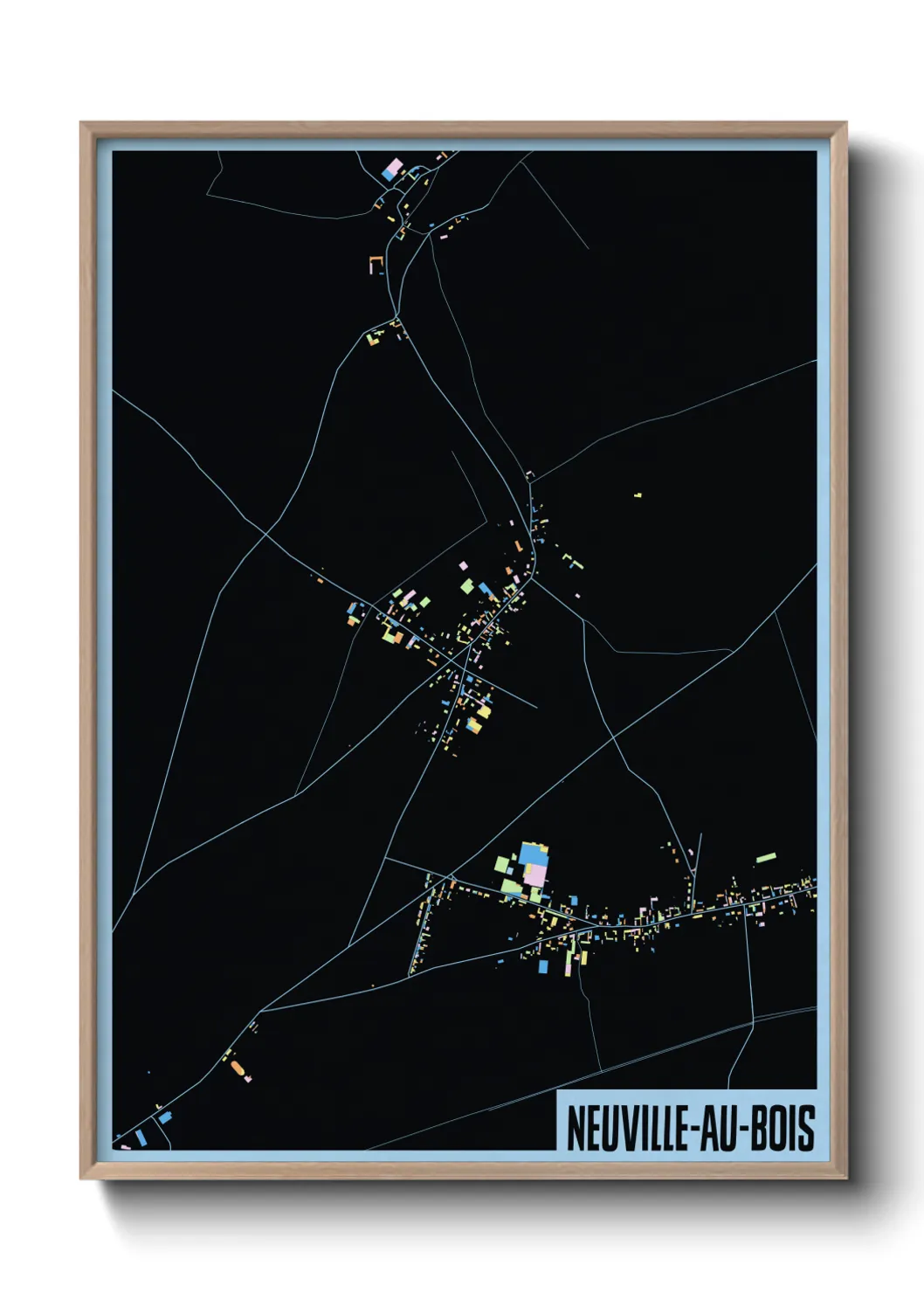 Une affiche de carte sur Neuville-au-Bois