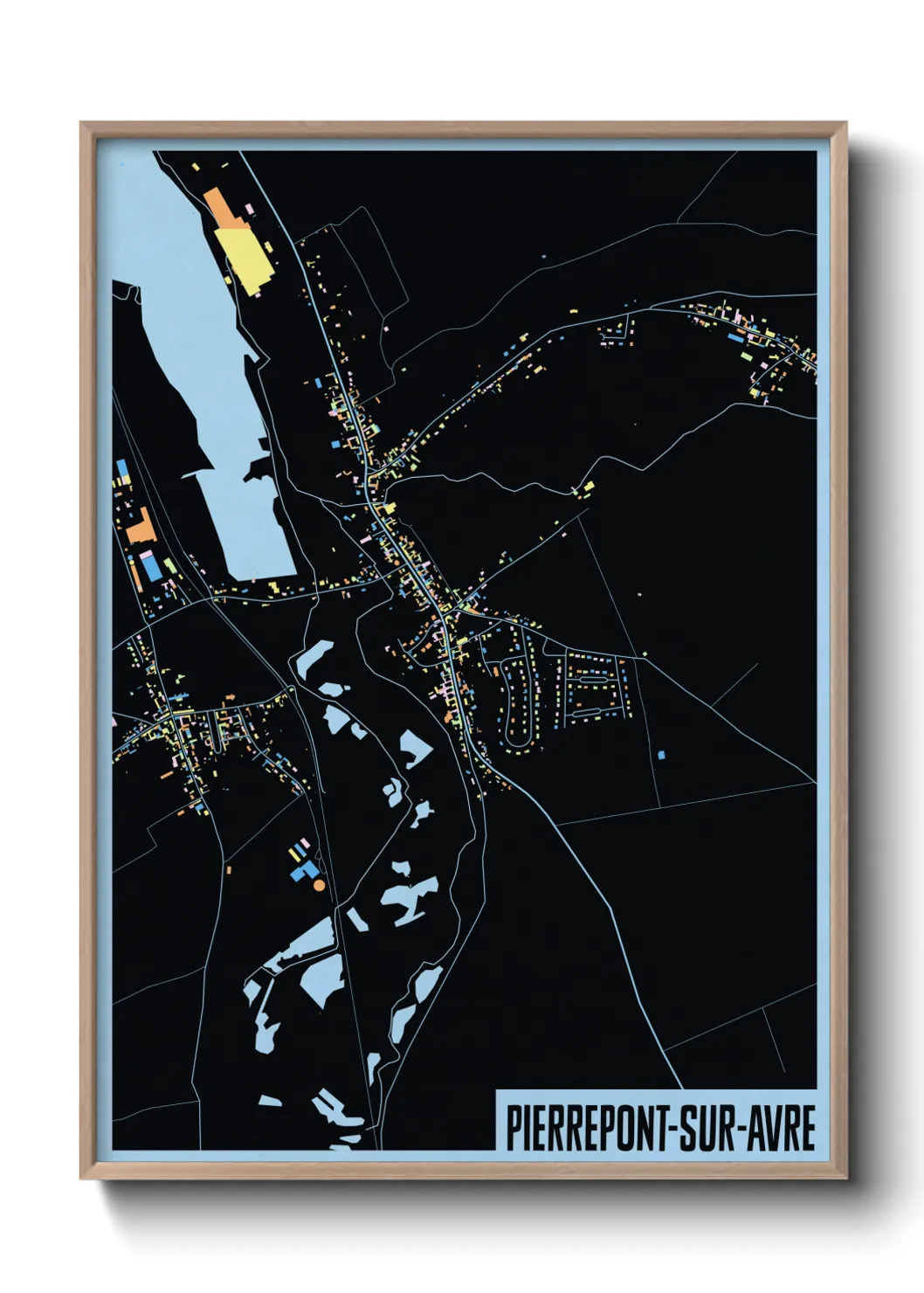 Une affiche de carte sur Pierrepont-sur-Avre