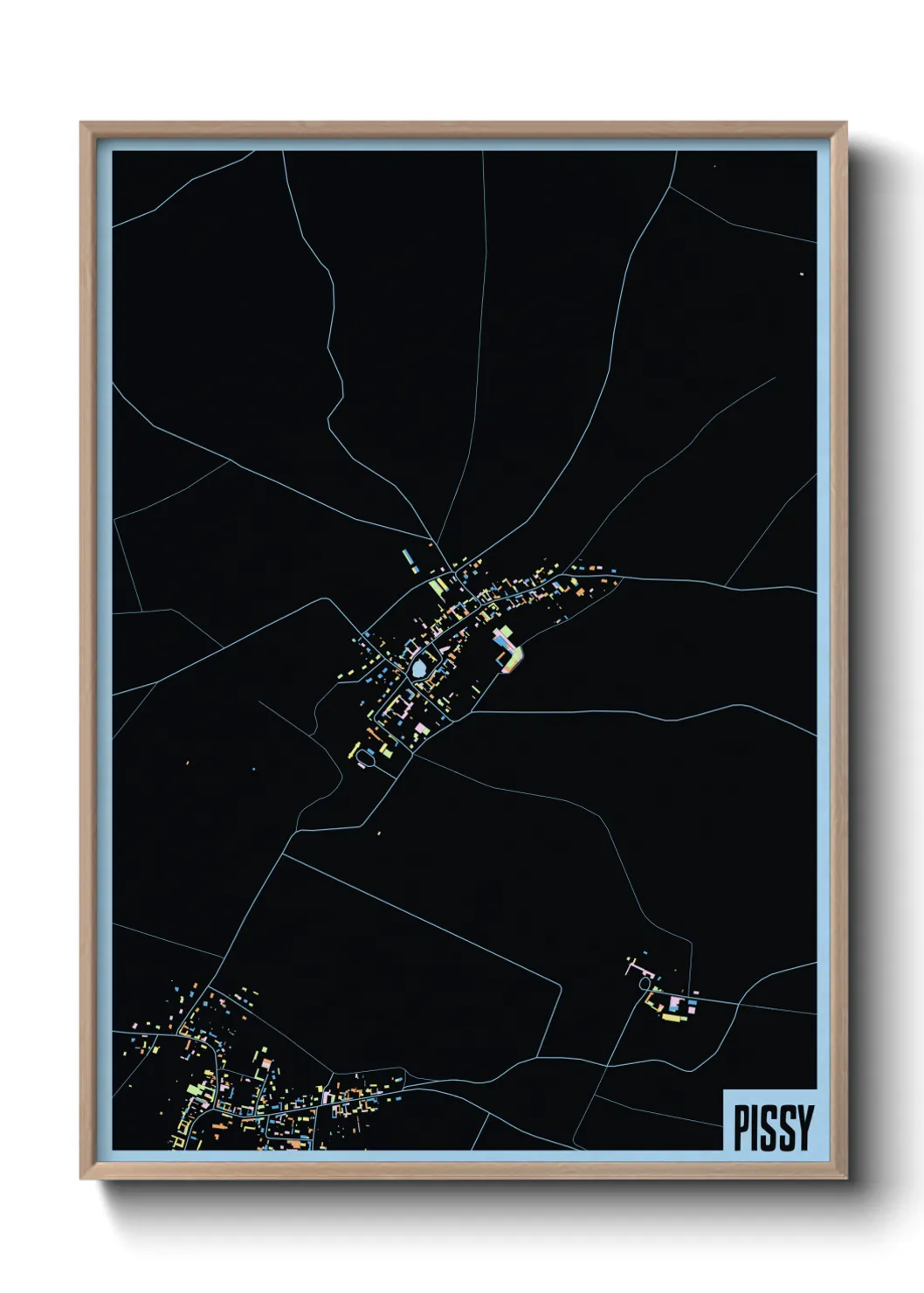 Une affiche de carte sur Pissy