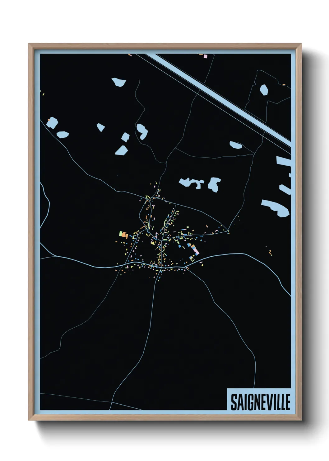 Une affiche de carte sur Saigneville