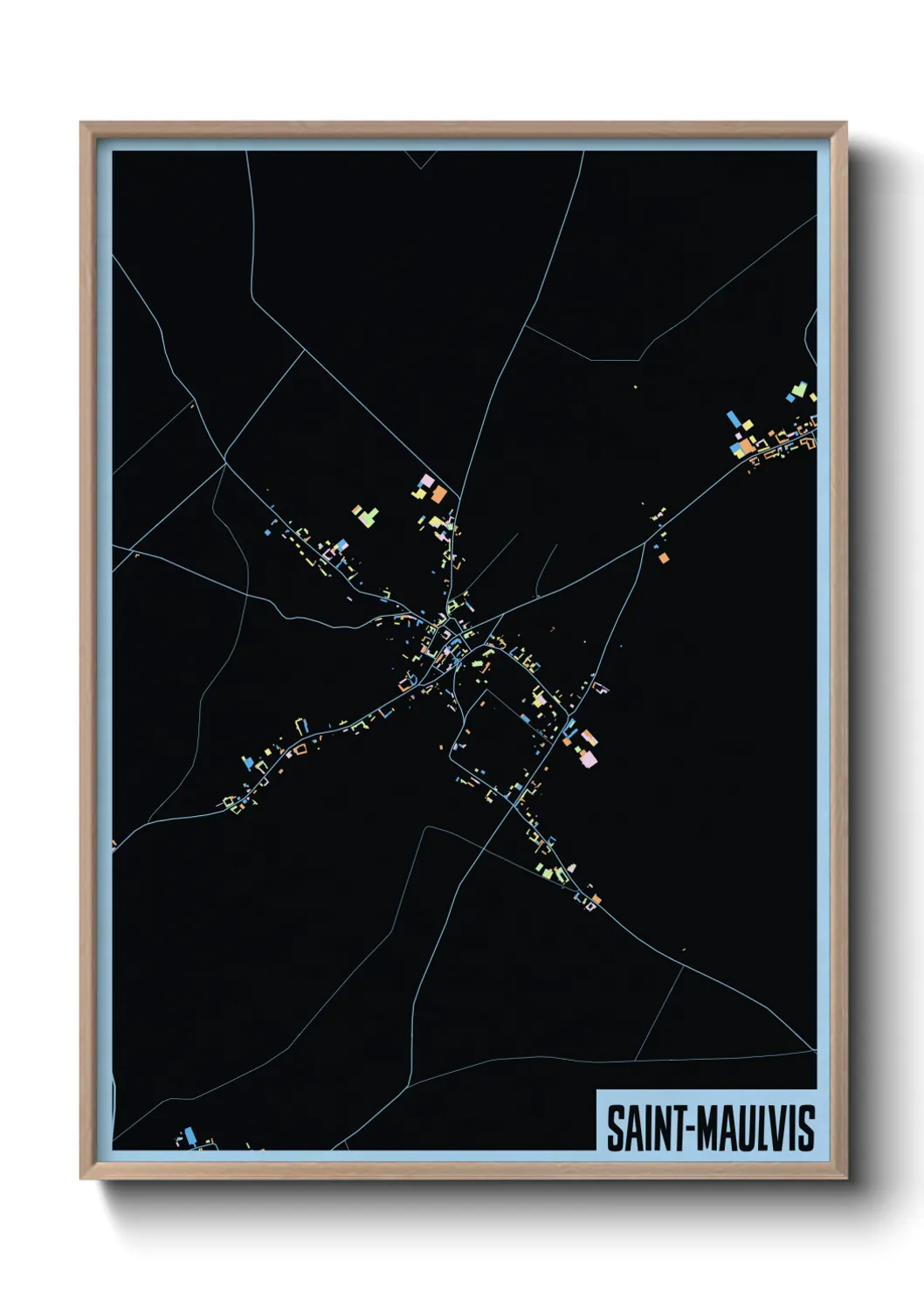 Une affiche de carte sur Saint-Maulvis