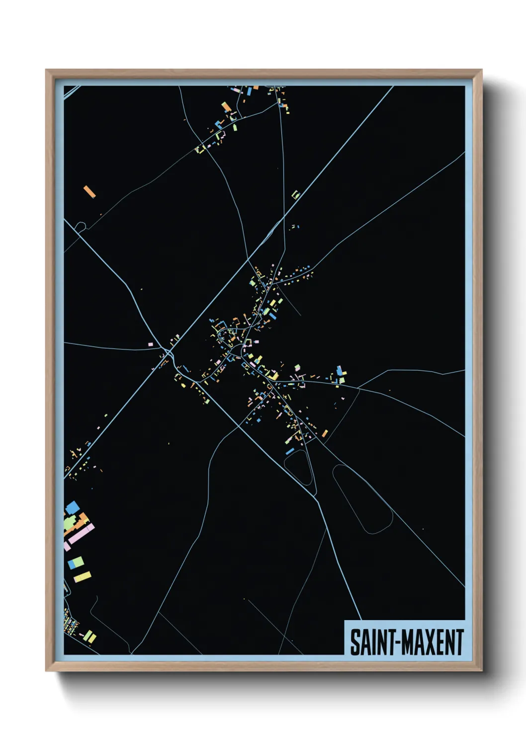 Une affiche de carte sur Saint-Maxent