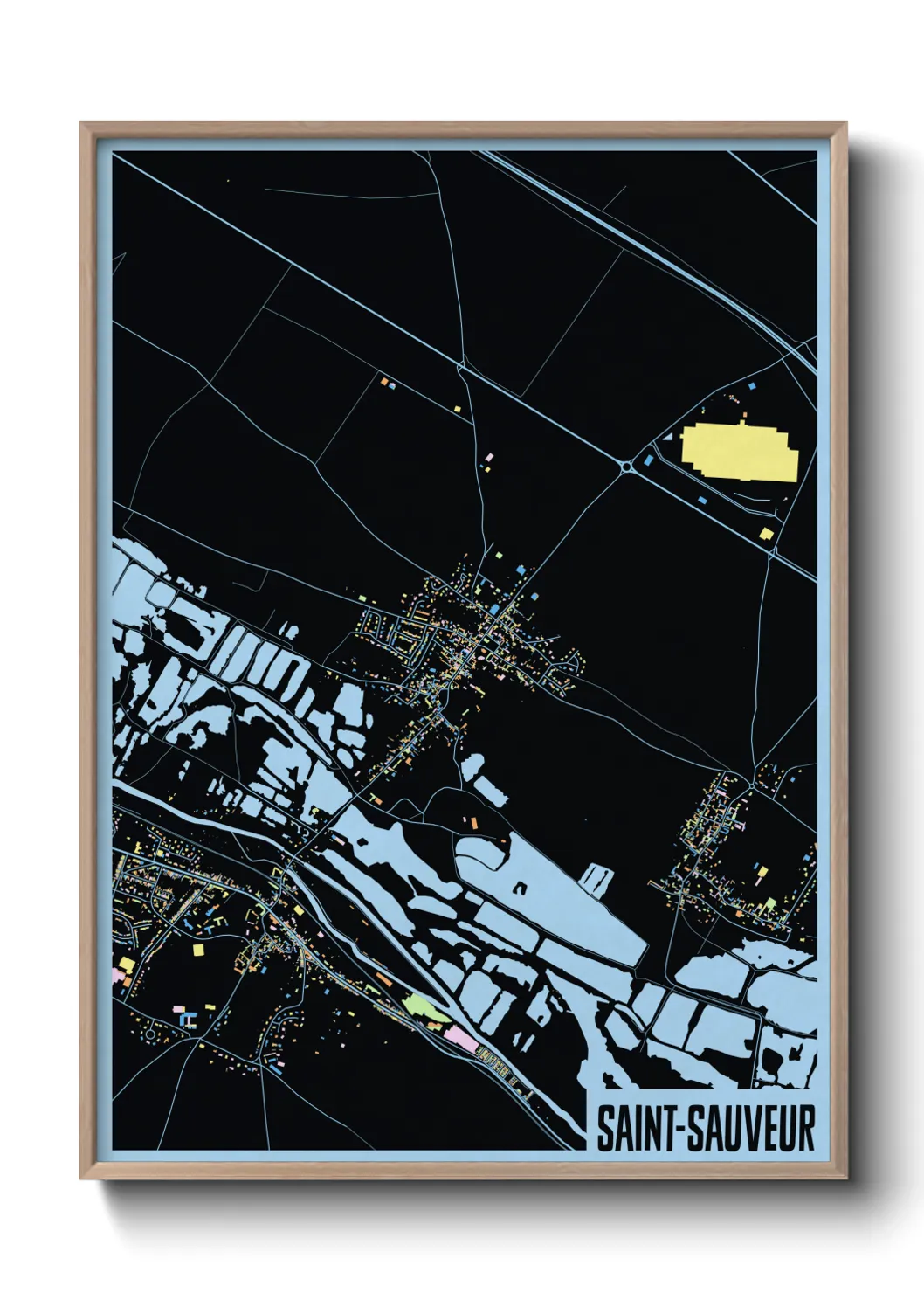 Une affiche de carte sur Saint-Sauveur