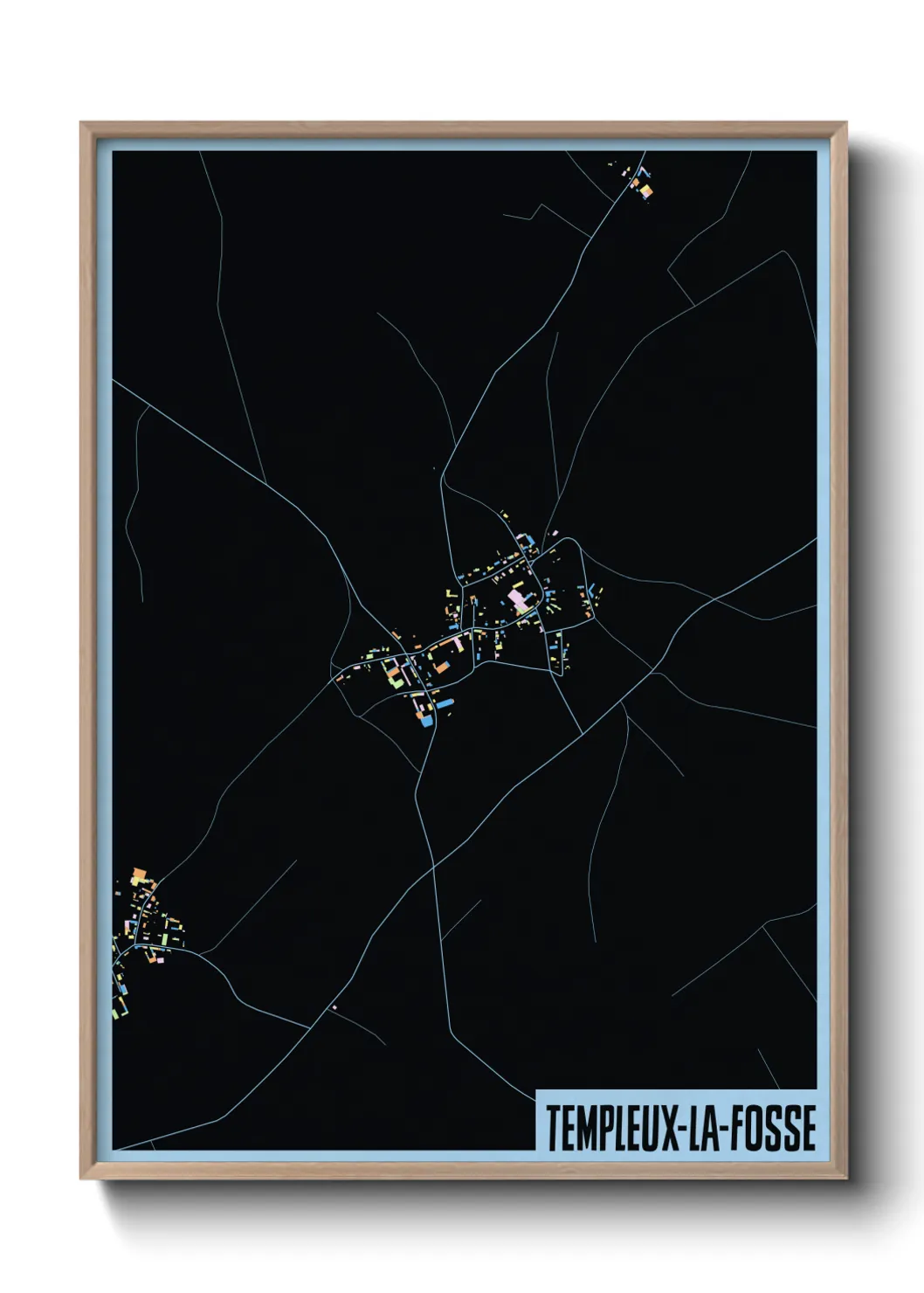 Une affiche de carte sur Templeux-la-Fosse