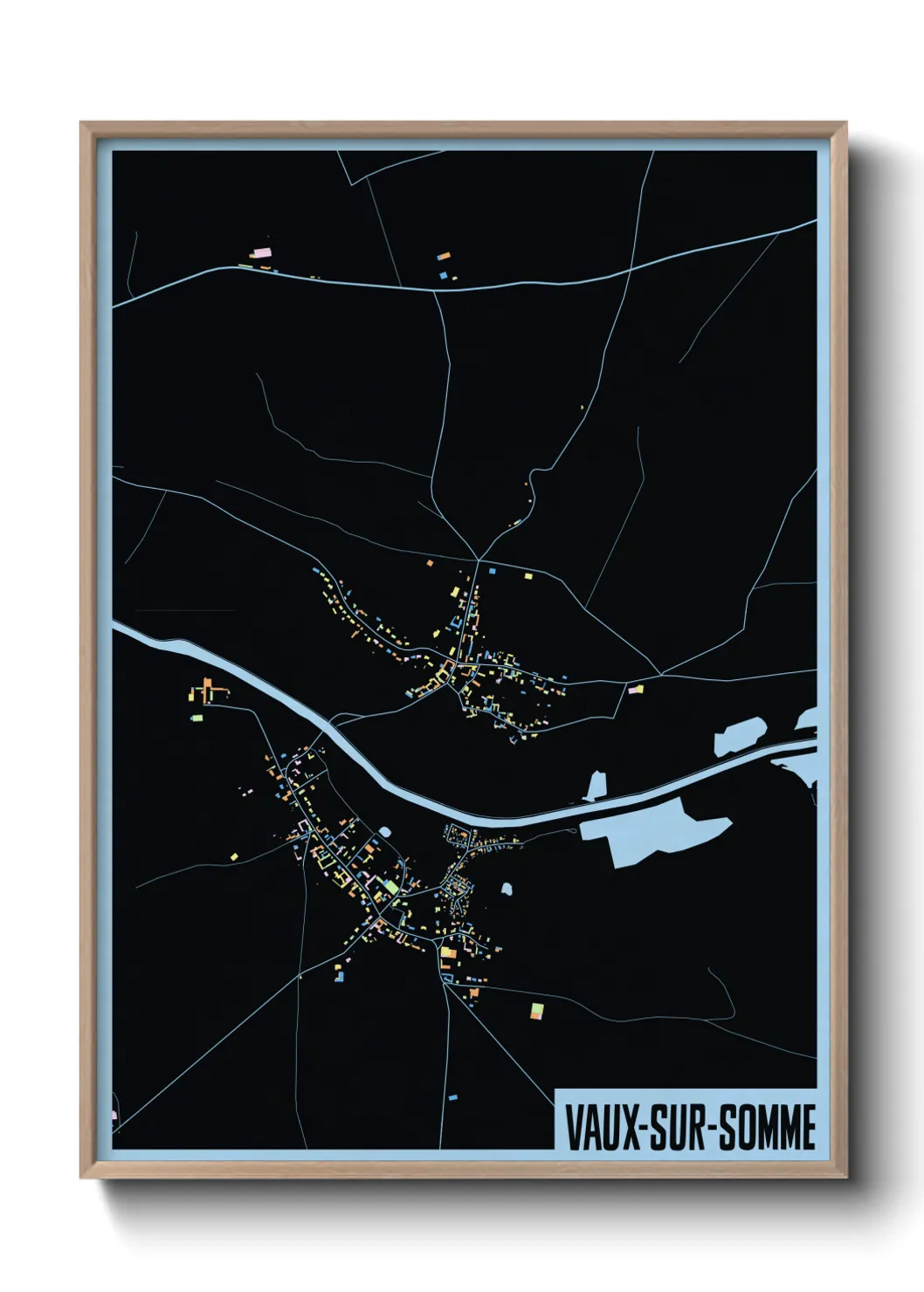 Une affiche de carte sur Vaux-sur-Somme