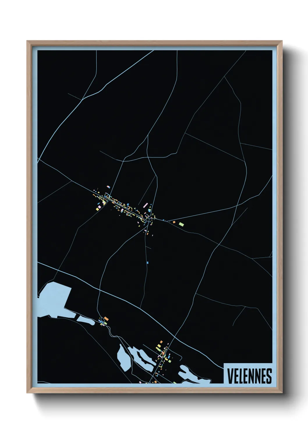 Une affiche de carte sur Velennes