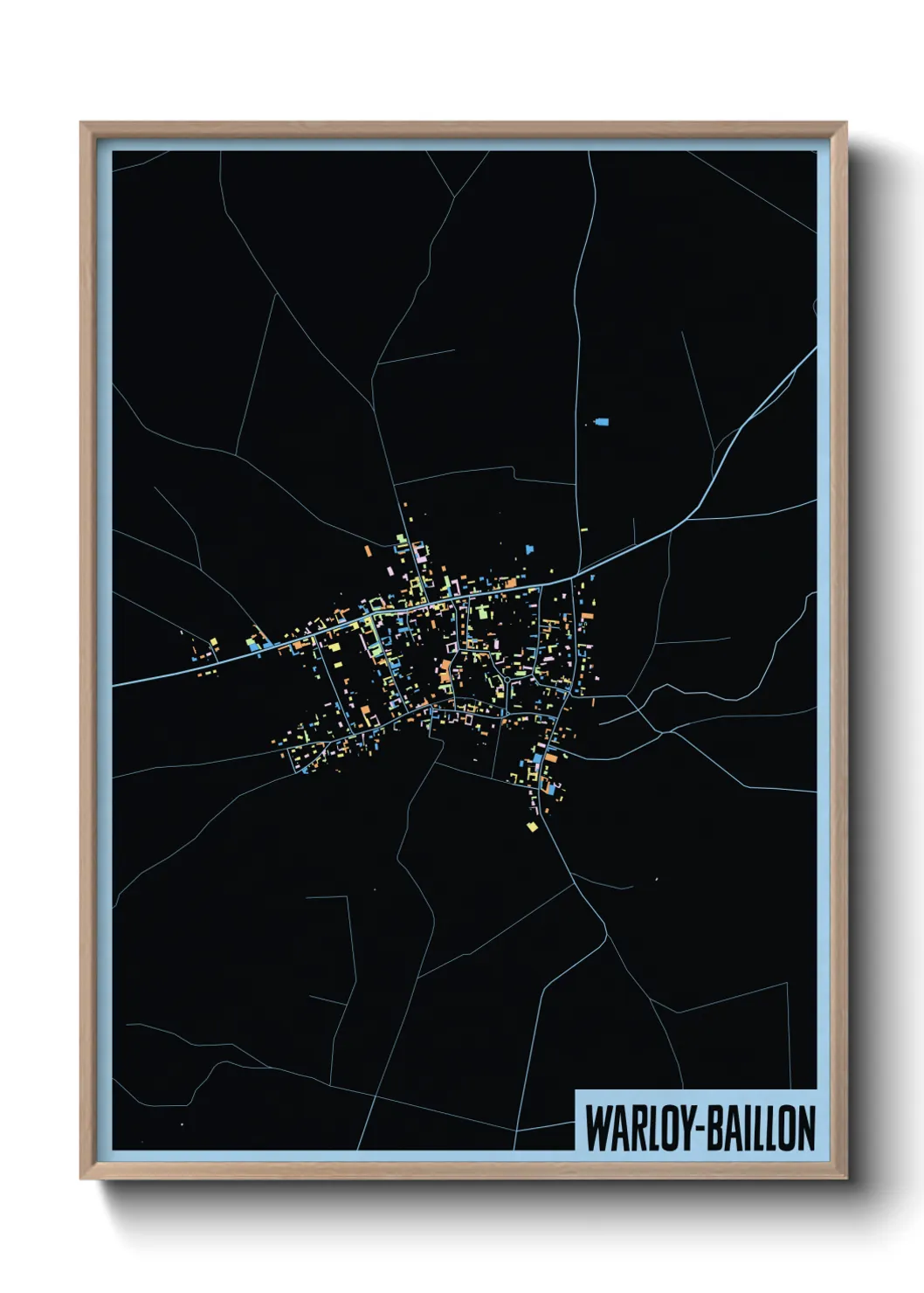 Une affiche de carte sur Warloy-Baillon