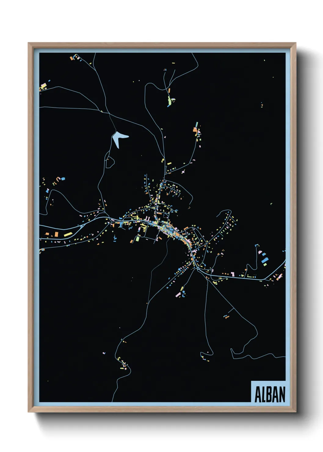 Une affiche de carte sur Alban