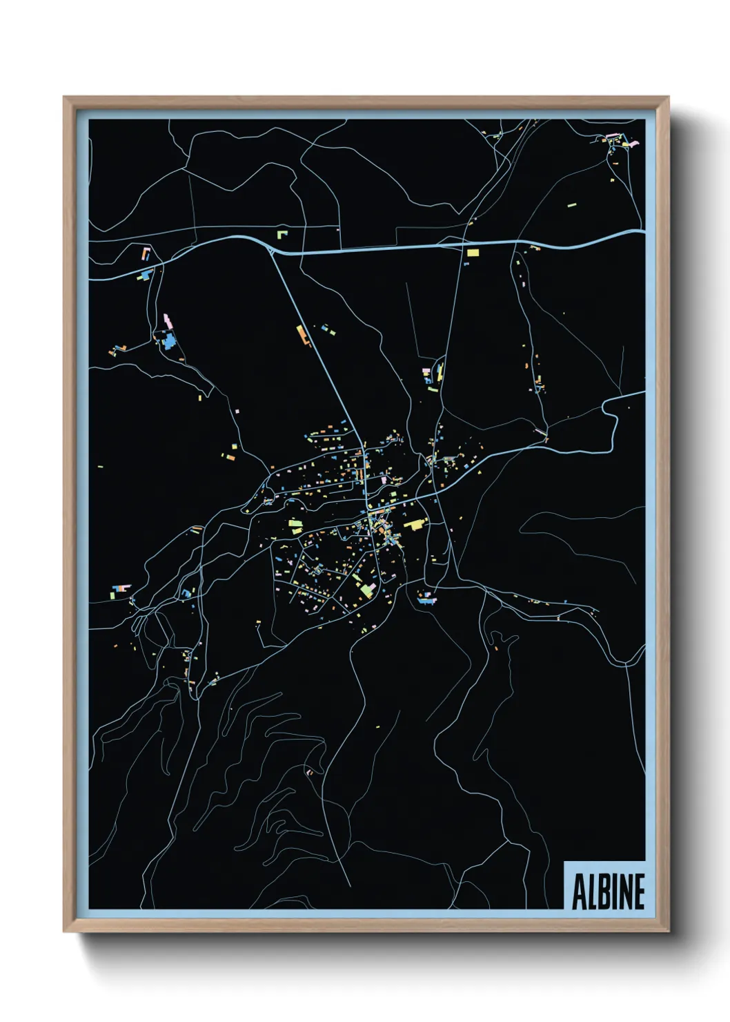 Une affiche de carte sur Albine