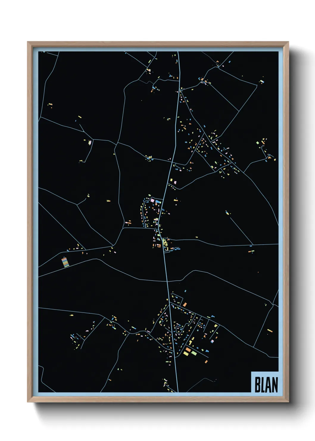 Une affiche de carte sur Blan