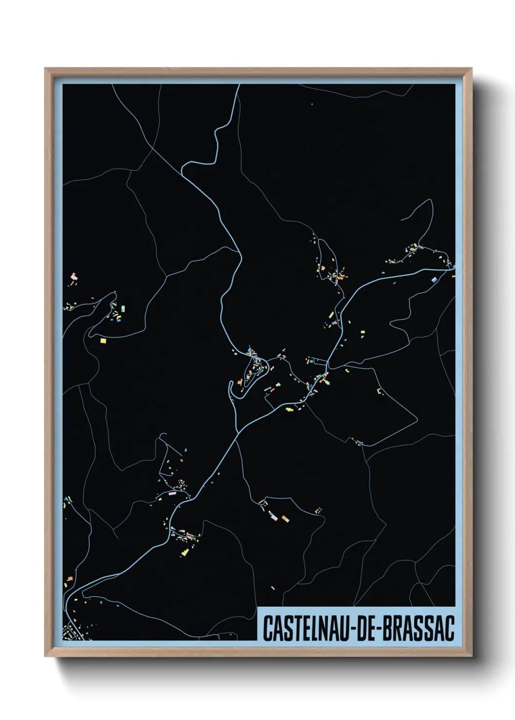 Une affiche de carte sur Castelnau-de-Brassac