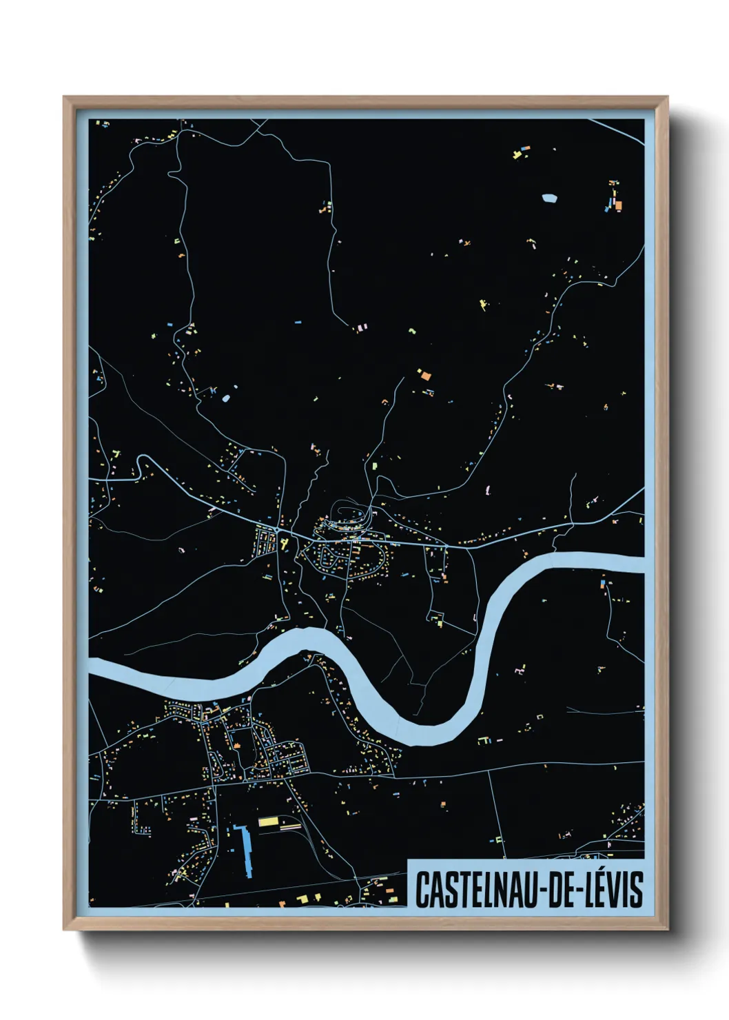 Une affiche de carte sur Castelnau-de-Lévis