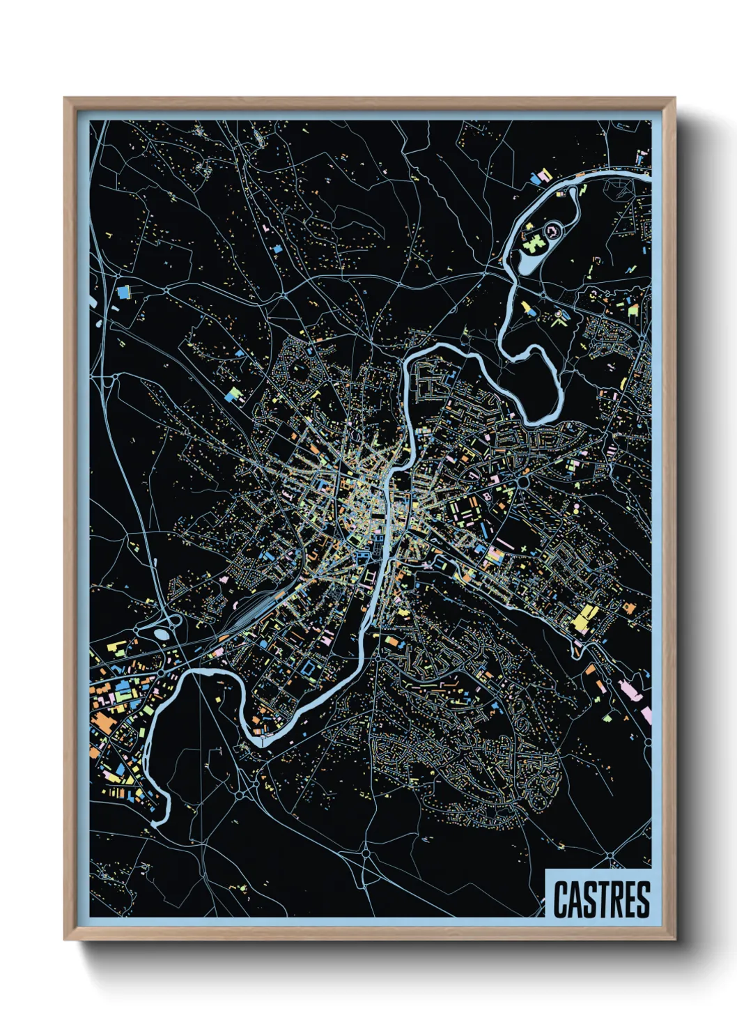 Une affiche de carte sur Castres