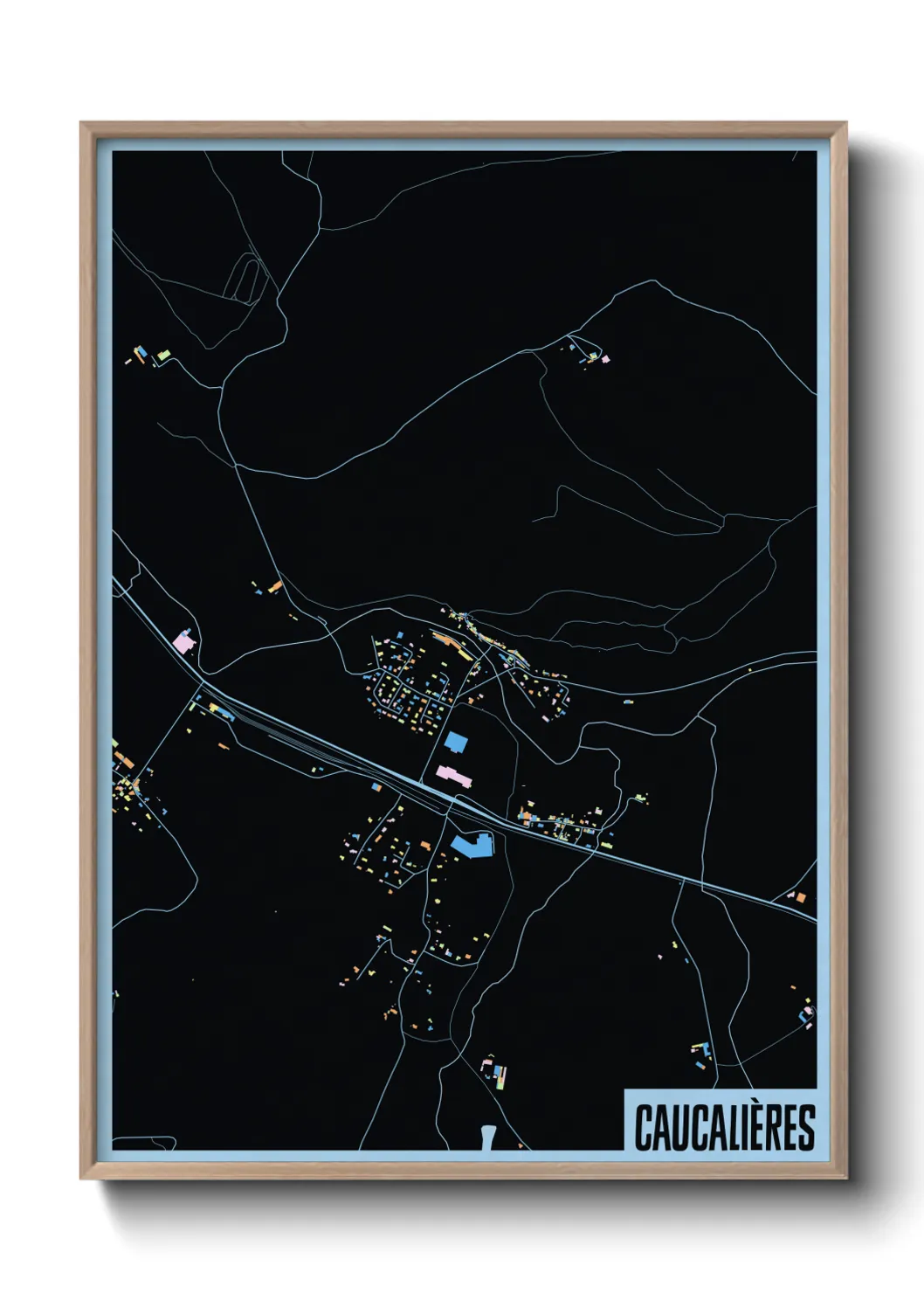 Une affiche de carte sur Caucalières