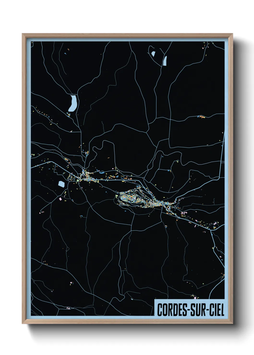 Une affiche de carte sur Cordes-sur-Ciel