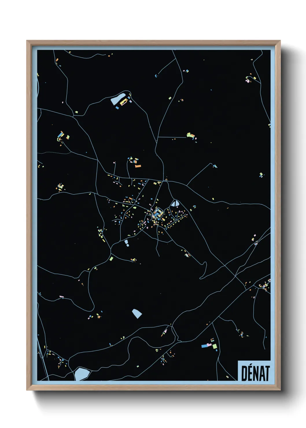 Une affiche de carte sur Dénat