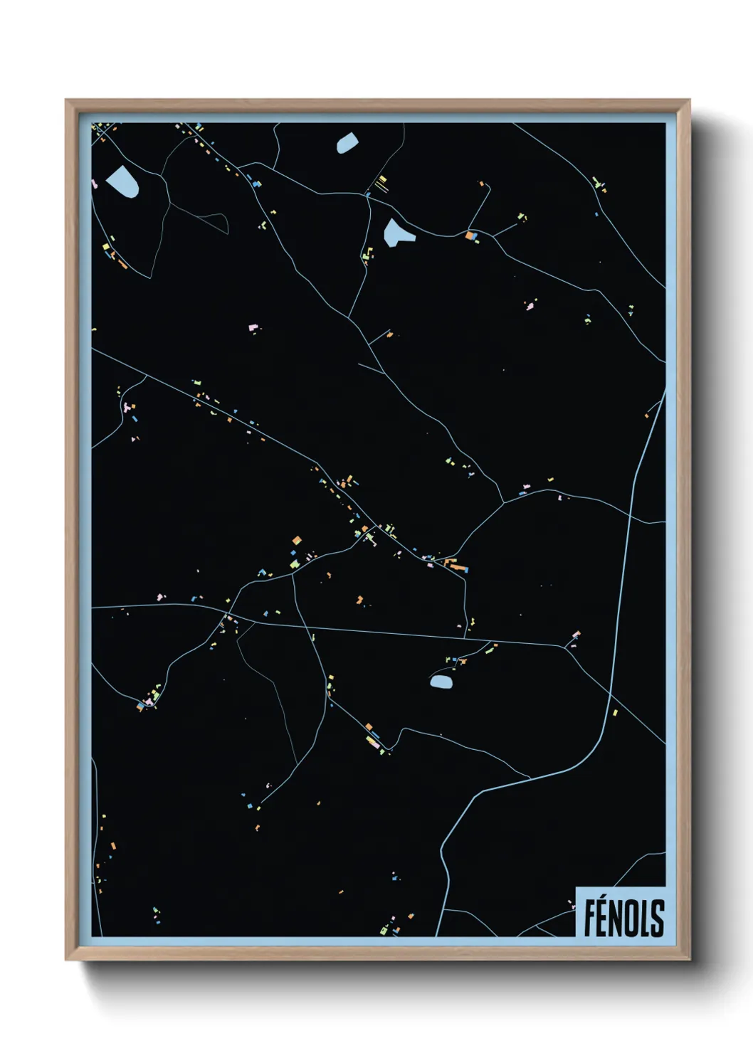 Une affiche de carte sur Fénols