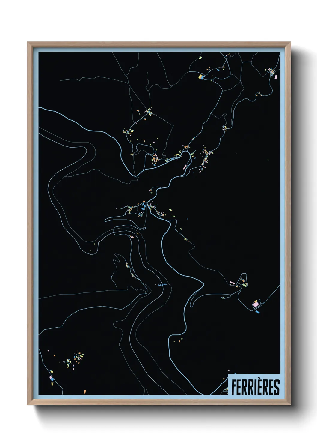 Une affiche de carte sur Ferrières