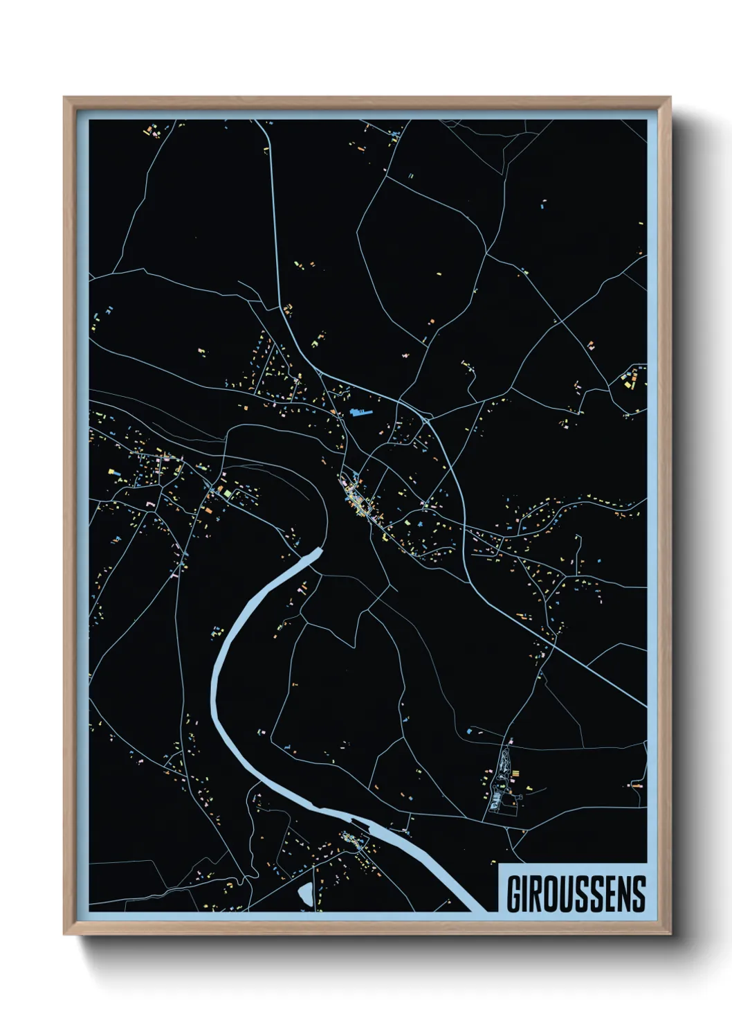 Une affiche de carte sur Giroussens