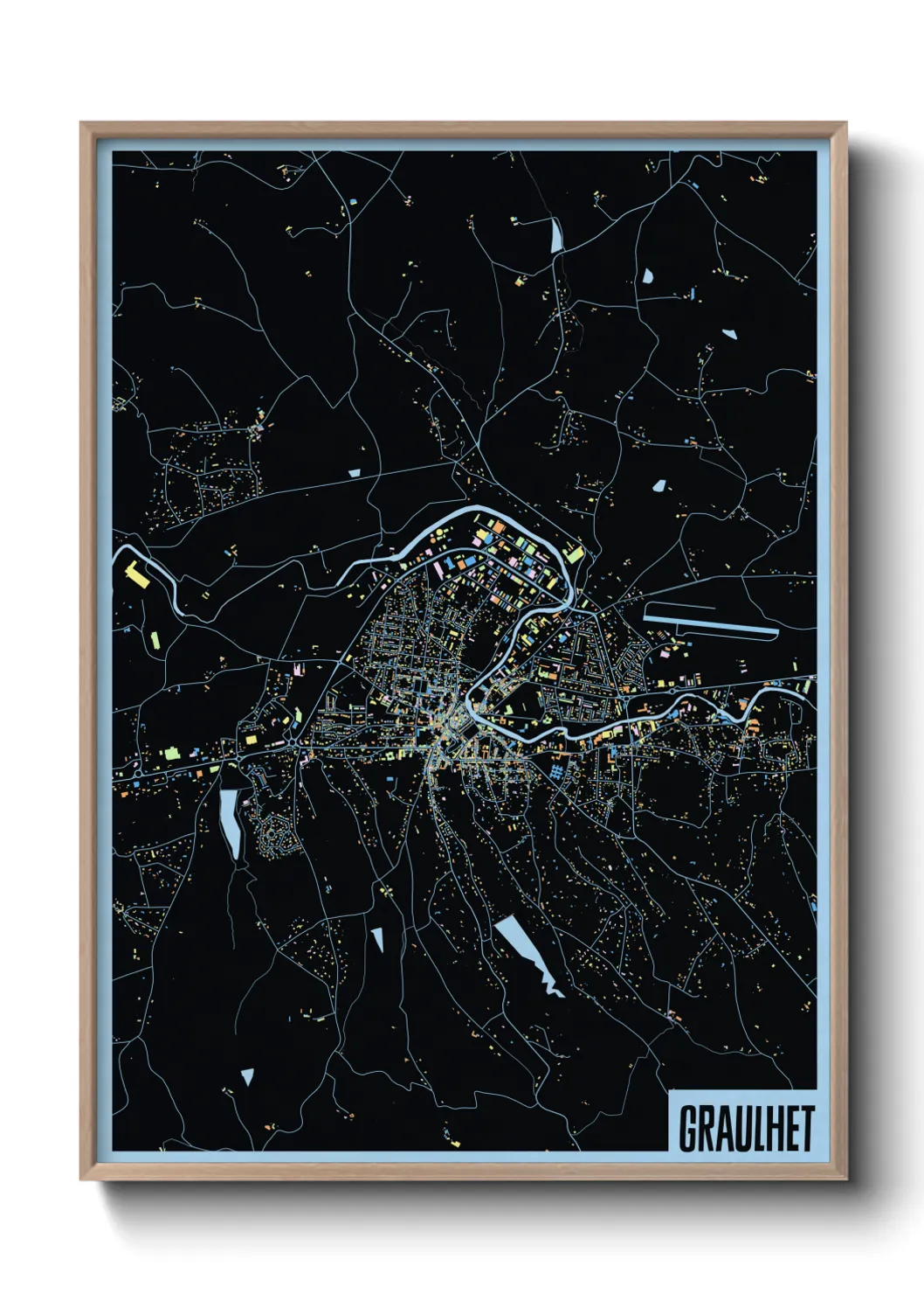 Une affiche de carte sur Graulhet