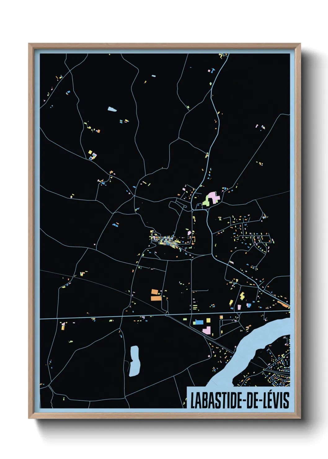 Une affiche de carte sur Labastide-de-Lévis