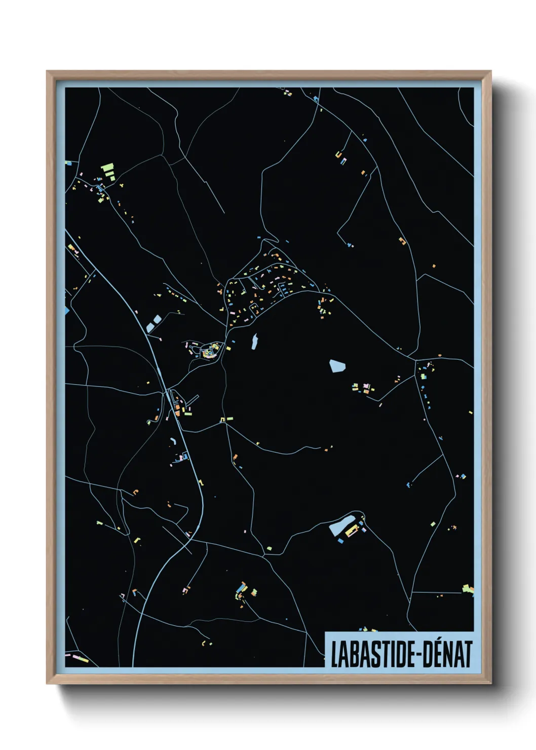 Une affiche de carte sur Labastide-Dénat