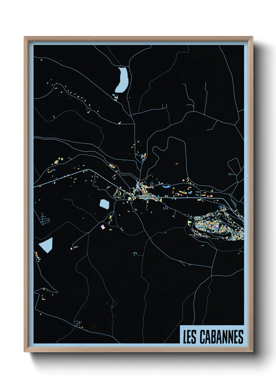 Une affiche de carte sur Les Cabannes