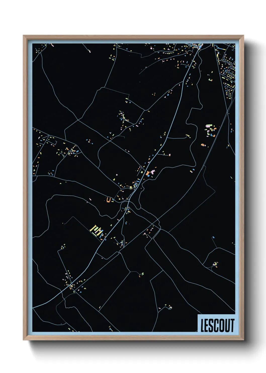 Une affiche de carte sur Lescout