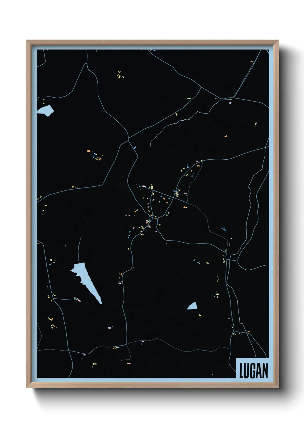 Une affiche de carte sur Lugan