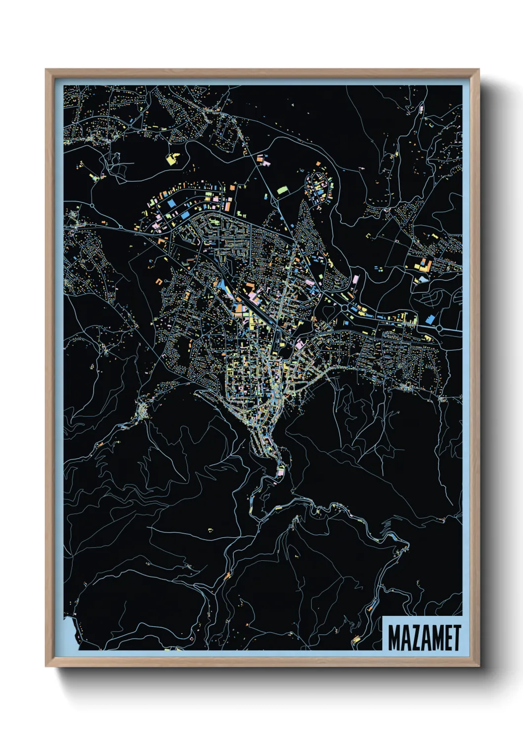 Une affiche de carte sur Mazamet