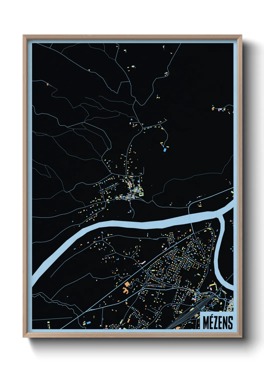 Une affiche de carte sur Mézens