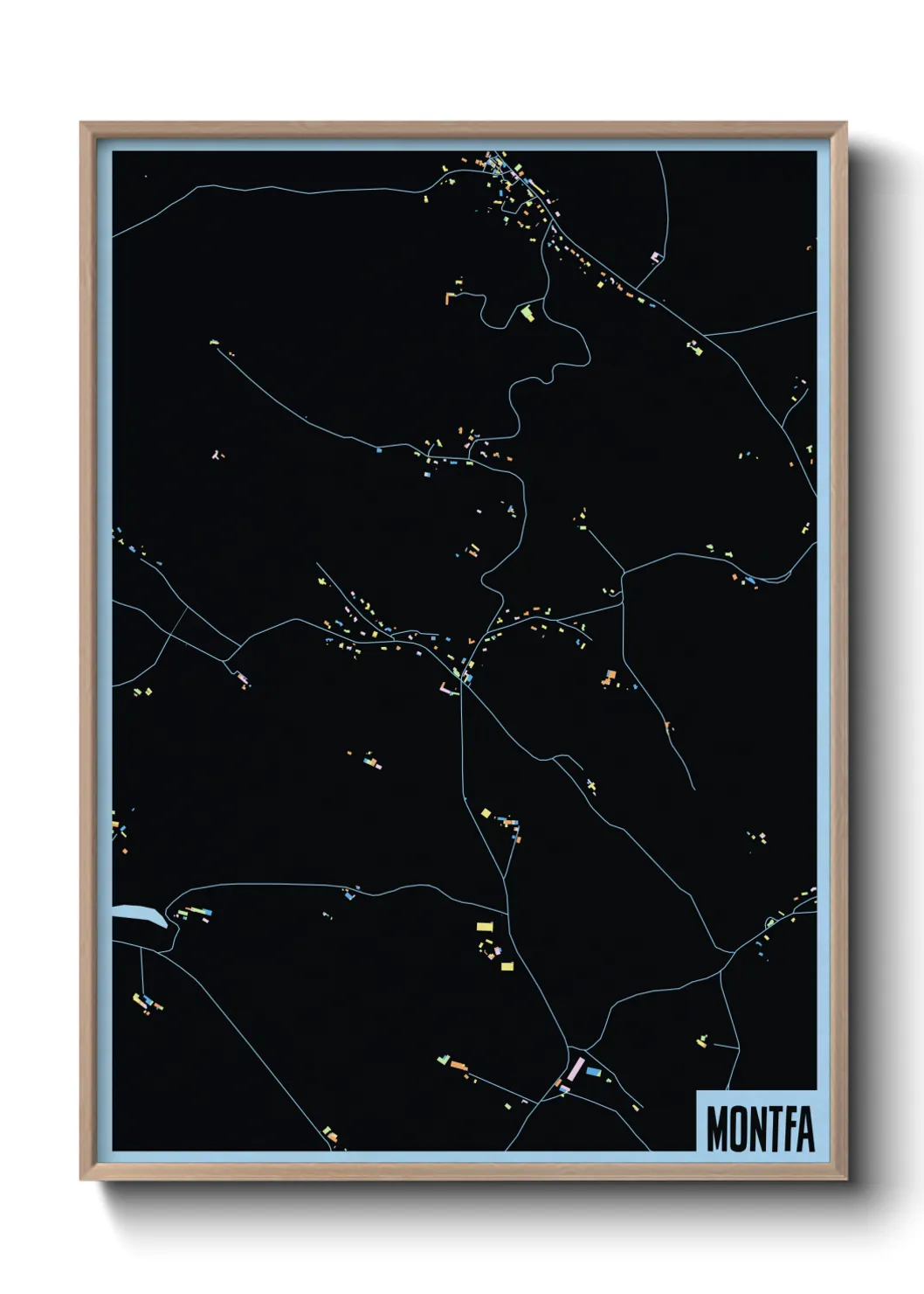 Une affiche de carte sur Montfa