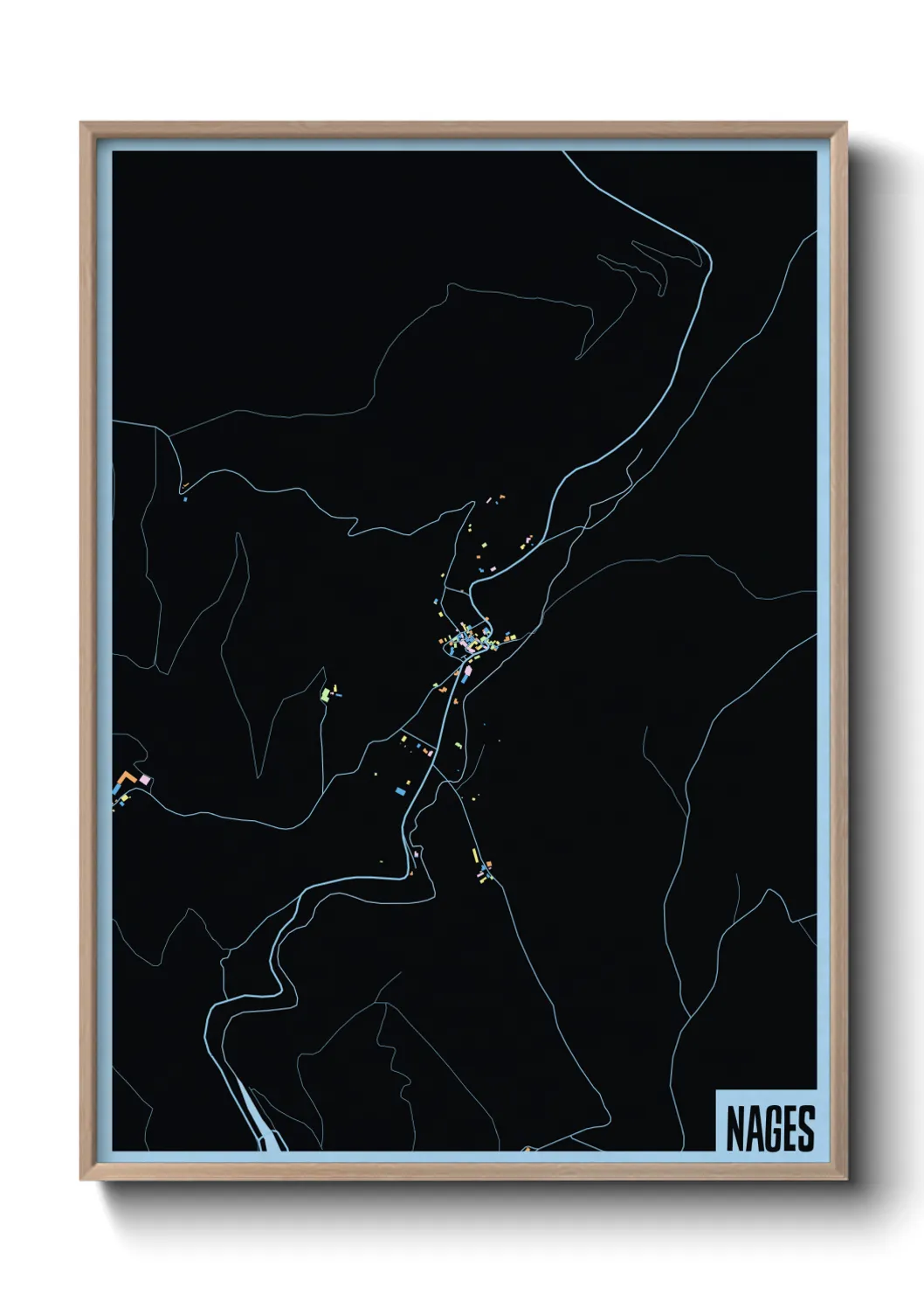 Une affiche de carte sur Nages