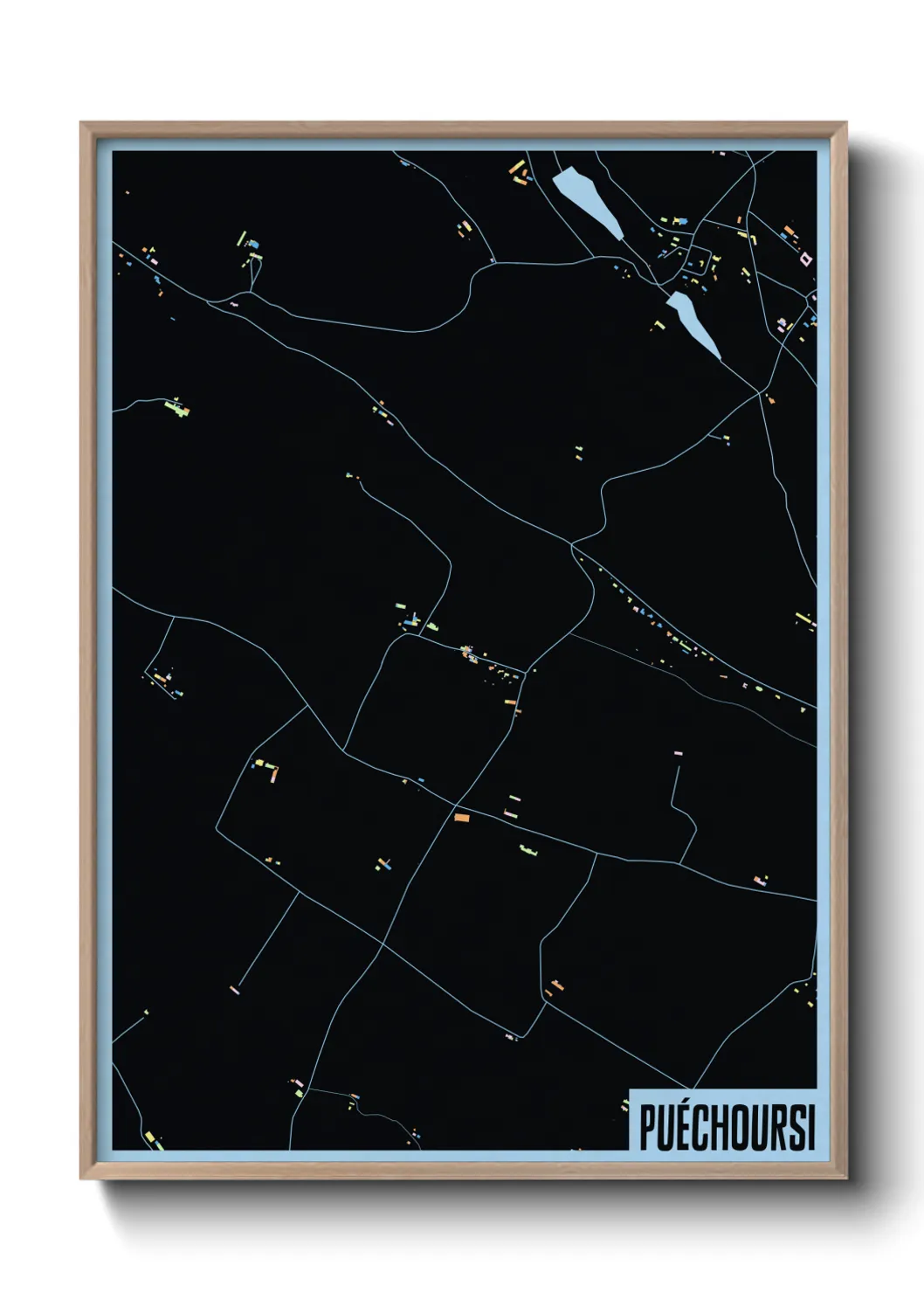 Une affiche de carte sur Puéchoursi