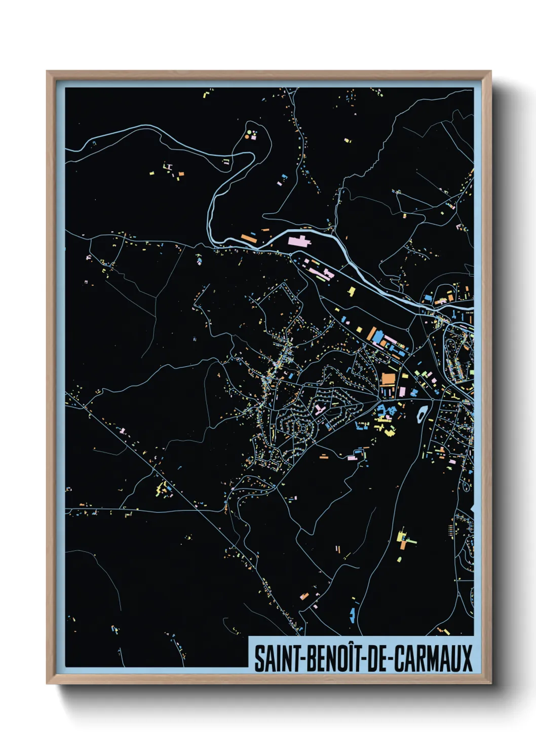 Une affiche de carte sur Saint-Benoît-de-Carmaux