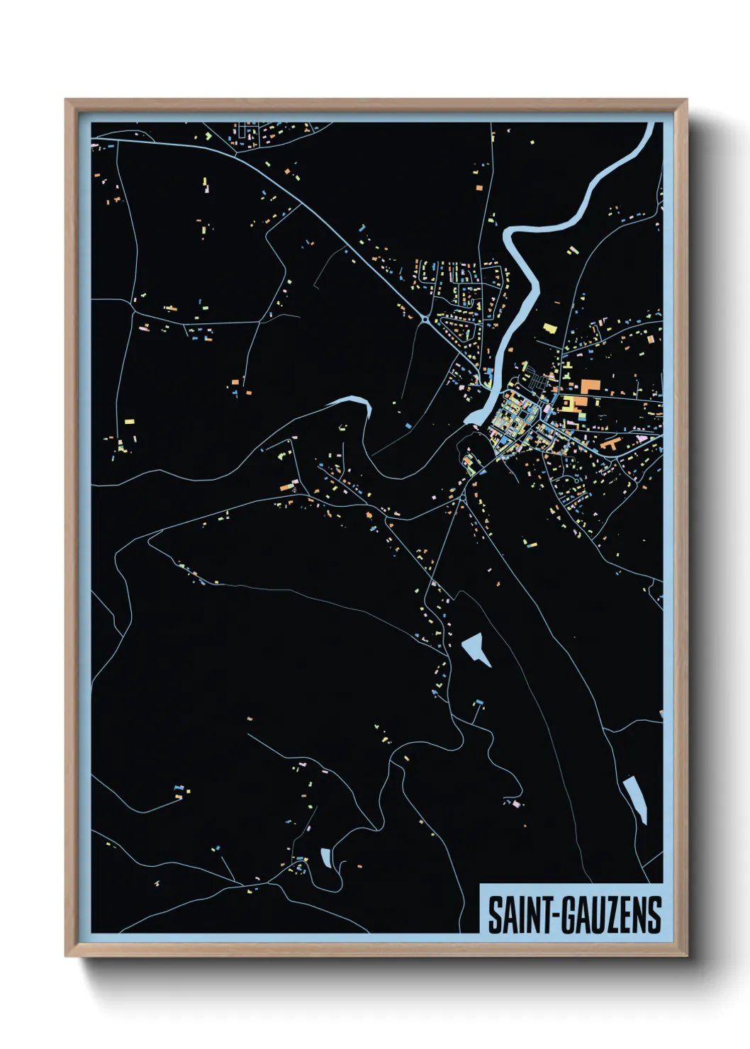 Une affiche de carte sur Saint-Gauzens