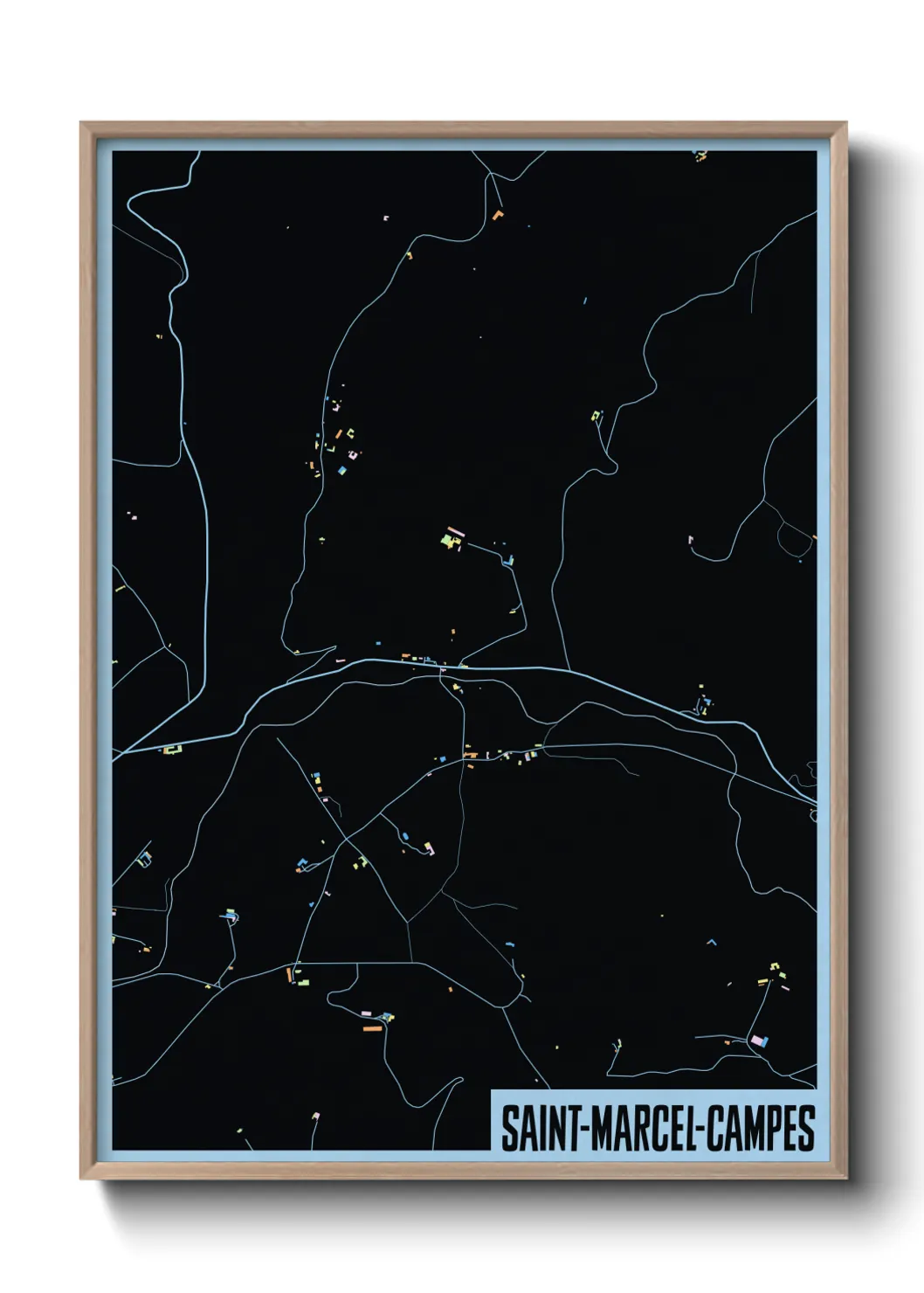 Une affiche de carte sur Saint-Marcel-Campes