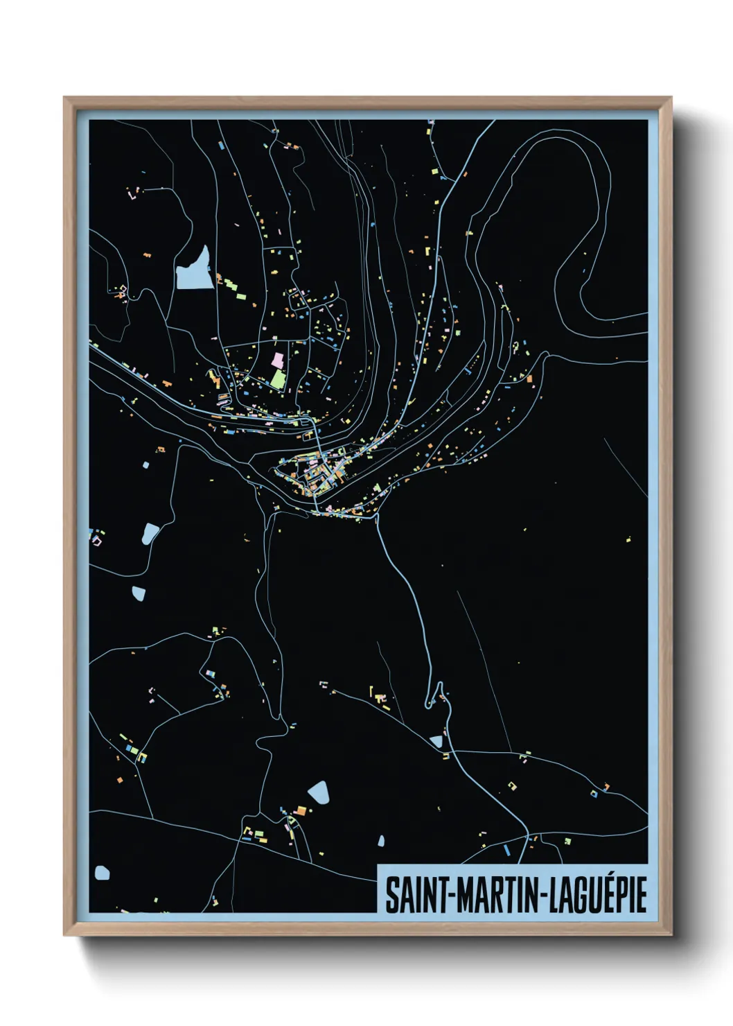 Une affiche de carte sur Saint-Martin-Laguépie