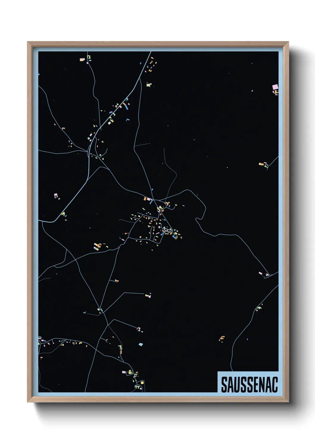 Une affiche de carte sur Saussenac