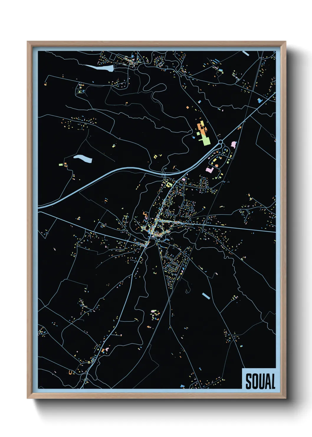 Une affiche de carte sur Soual