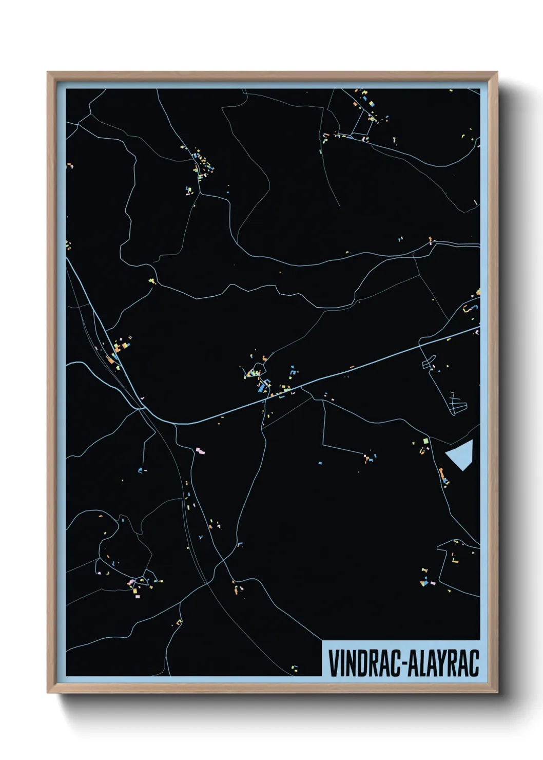 Une affiche de carte sur Vindrac-Alayrac