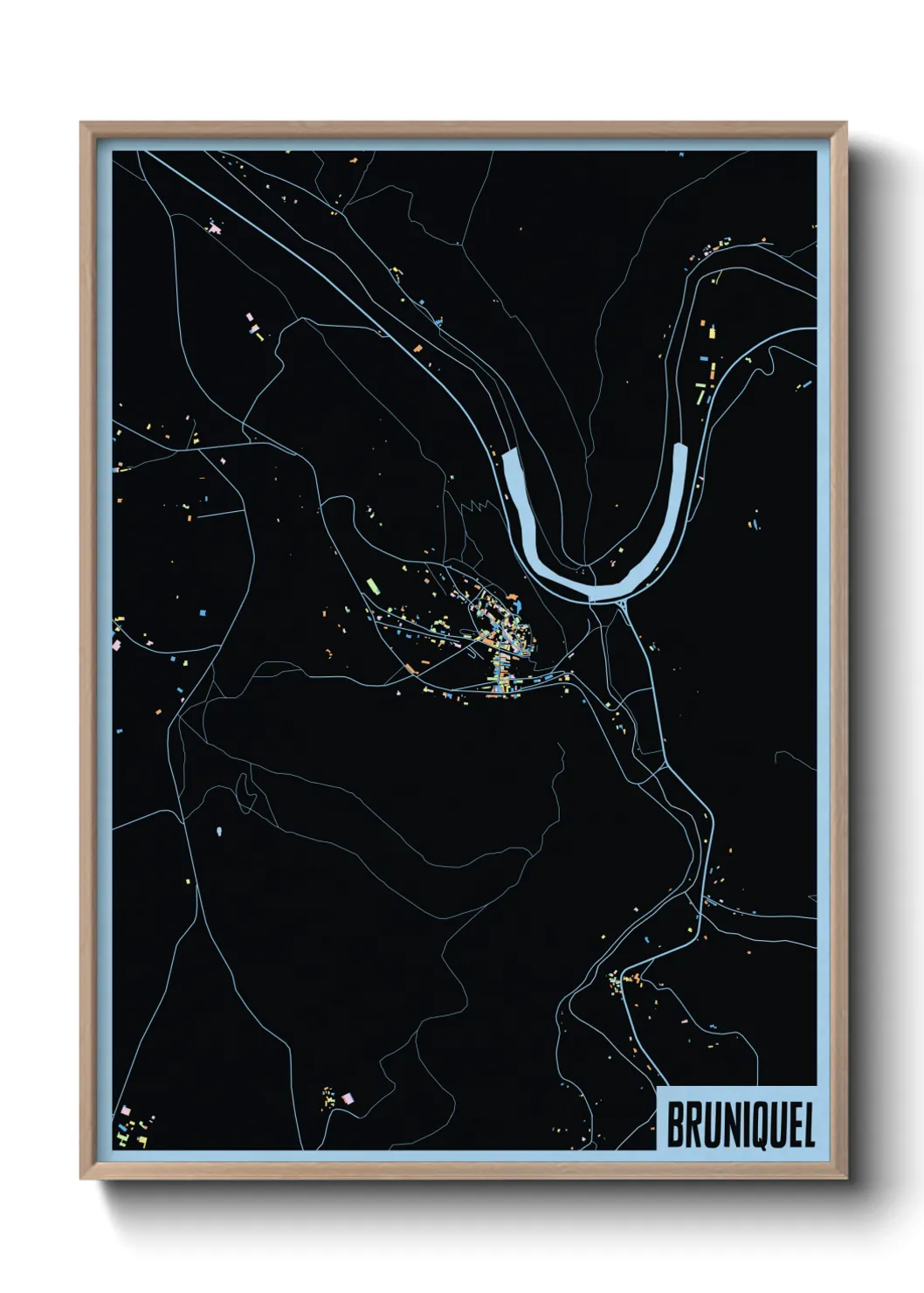 Une affiche de carte sur Bruniquel